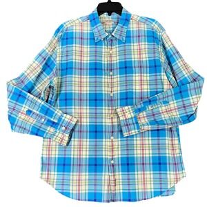 J Crew Summer Plaid Shirt XL Tailored Casual Preppy Ivy Campus Weekend Modern